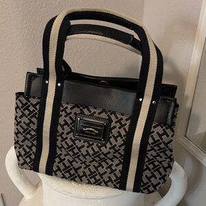 Tommy Hilfiger Black and Cream Tote Bag